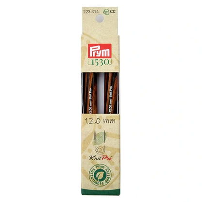 Punte per ferri circolari Prym 12 Natural lunghe 11,6 cm in legno sostenibile con attacco per cavetto intercambiabile 223314