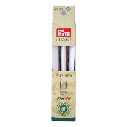 Punte per ferri circolari Prym 3 Natural lunghe 11,6 cm in legno sostenibile con attacco per cavetto intercambiabile 223302