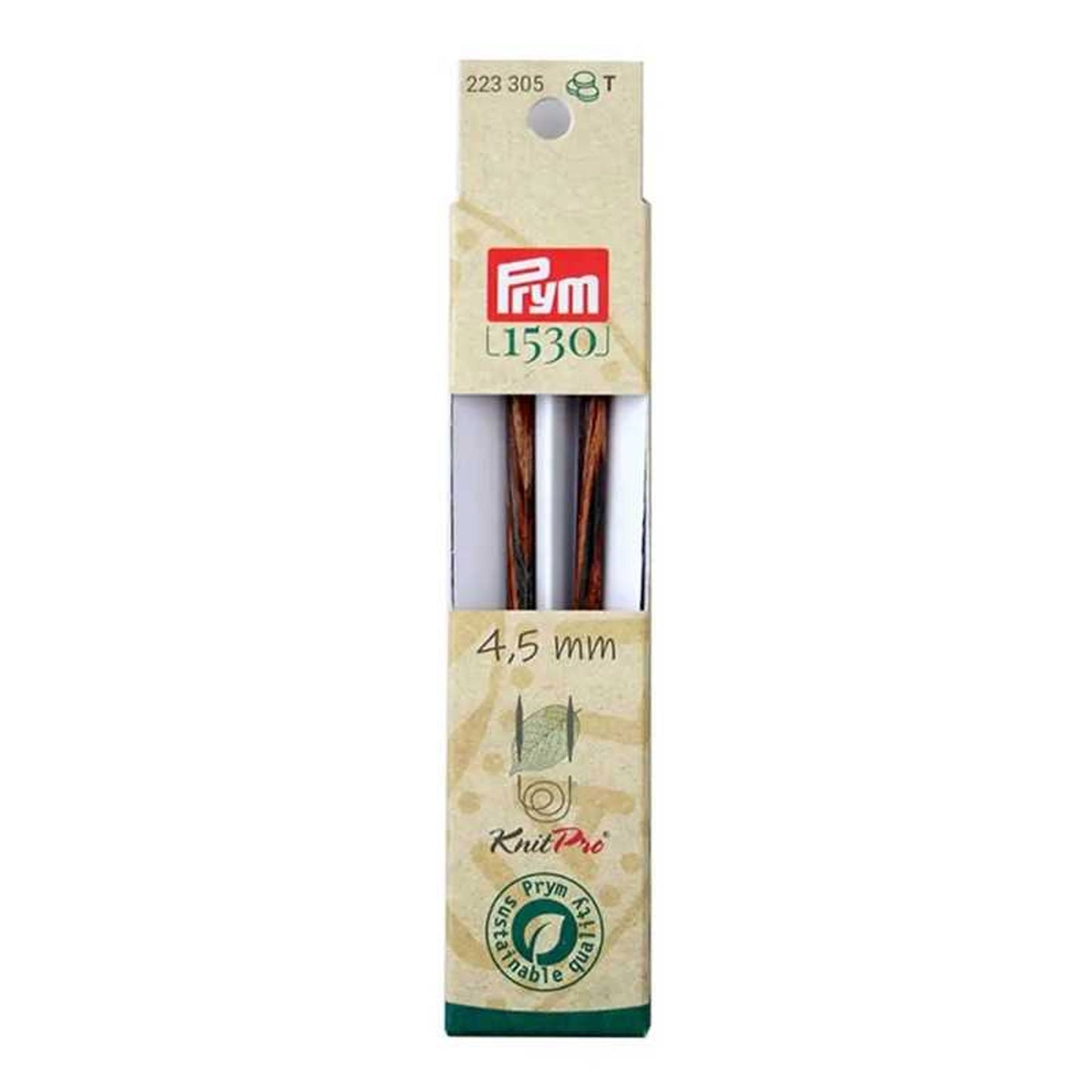 Punte per ferri circolari Prym 4.5 Natural lunghe 11,6 cm in legno sostenibile con attacco per cavetto intercambiabile 223305