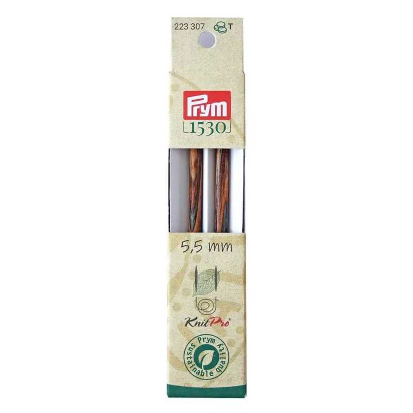 Punte per ferri circolari Prym 5.5 Natural lunghe 11,6 cm in legno sostenibile con attacco per cavetto intercambiabile 223307