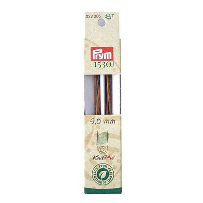 Punte per ferri circolari Prym 5 Natural lunghe 11,6 cm in legno sostenibile con attacco per cavetto intercambiabile 223306