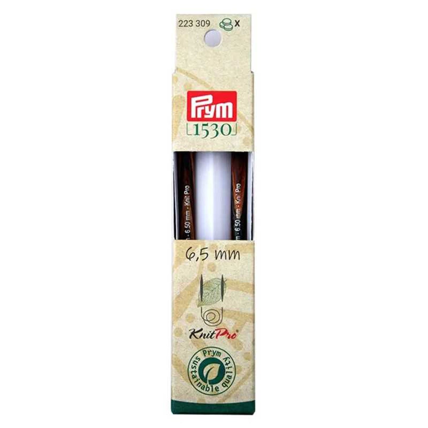 Punte per ferri circolari Prym 6.5 Natural lunghe 11,6 cm in legno sostenibile con attacco per cavetto intercambiabile 223309