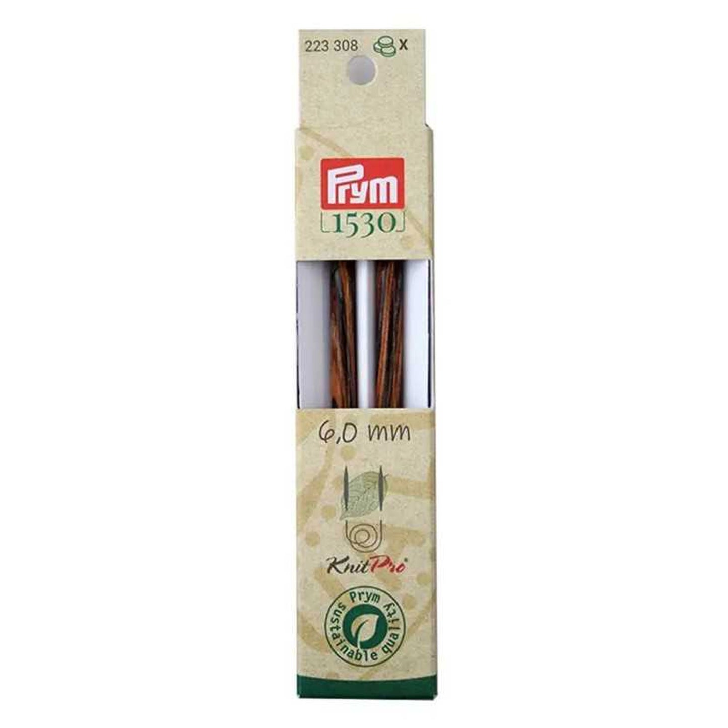 Punte per ferri circolari Prym 6 Natural lunghe 11,6 cm in legno sostenibile con attacco per cavetto intercambiabile 223308