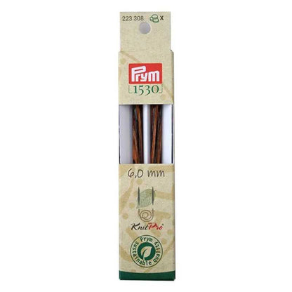 Punte per ferri circolari Prym 6 Natural lunghe 11,6 cm in legno sostenibile con attacco per cavetto intercambiabile 223308