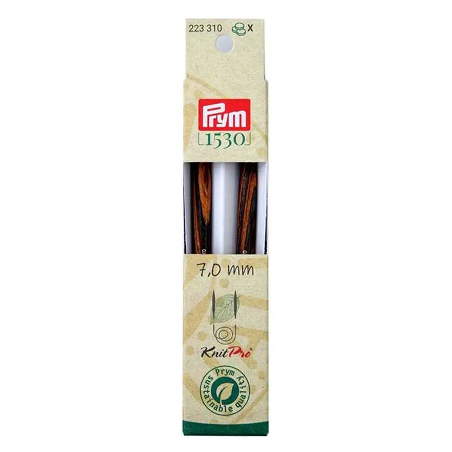Punte per ferri circolari Prym 7 Natural lunghe 11,6 cm in legno sostenibile con attacco per cavetto intercambiabile 223310
