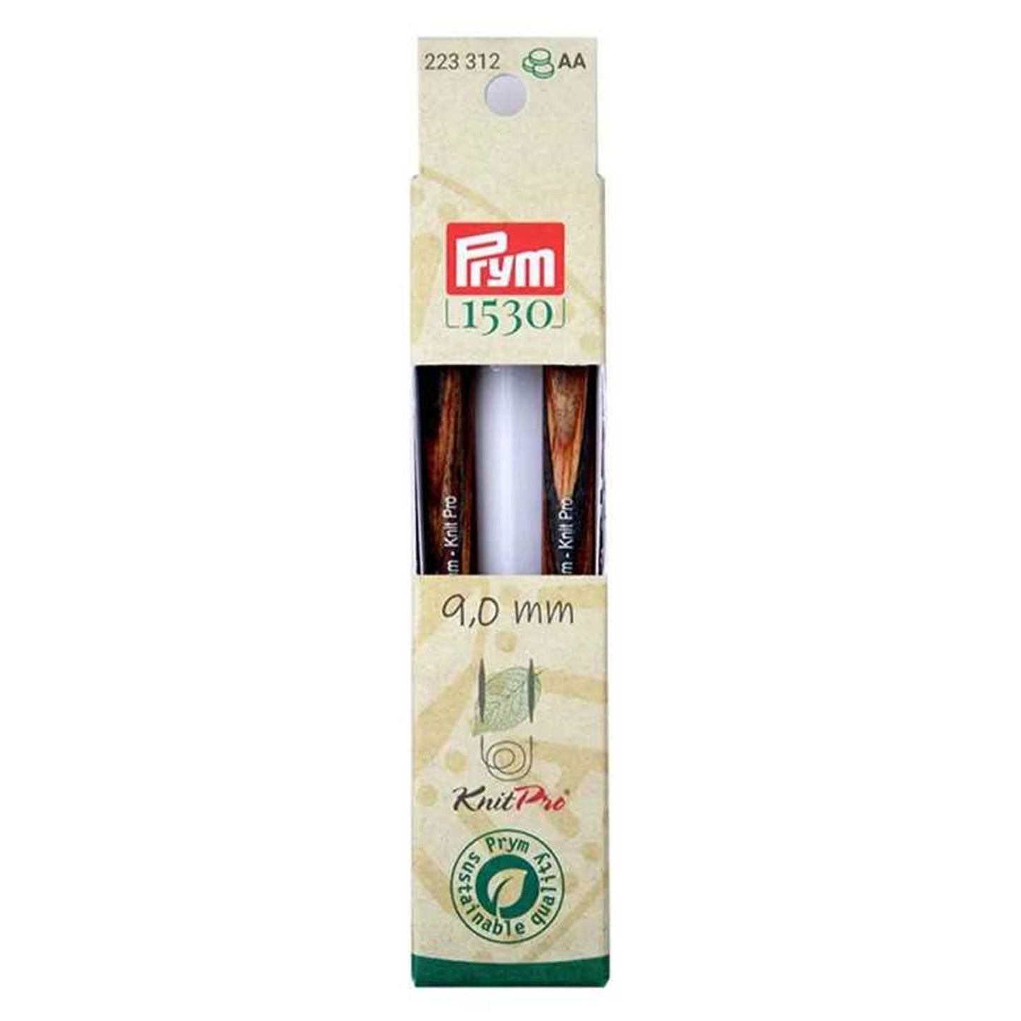 Punte per ferri circolari Prym 9 Natural lunghe 11,6 cm in legno sostenibile con attacco per cavetto intercambiabile 223312
