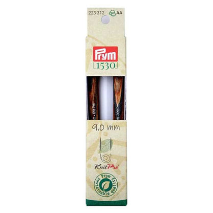 Punte per ferri circolari Prym 9 Natural lunghe 11,6 cm in legno sostenibile con attacco per cavetto intercambiabile 223312
