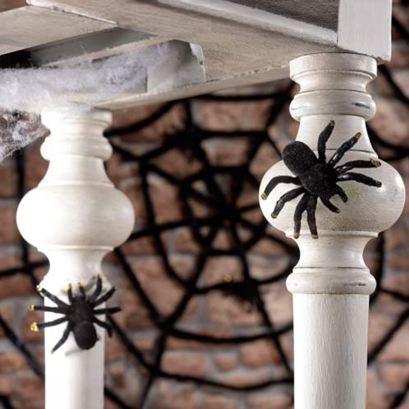 Ragni Halloween neri in velluto con glitter oro