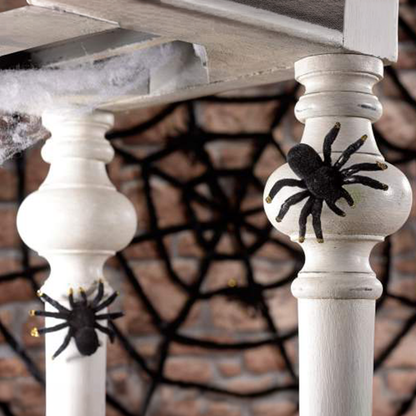 Ragni Halloween neri in velluto con glitter oro