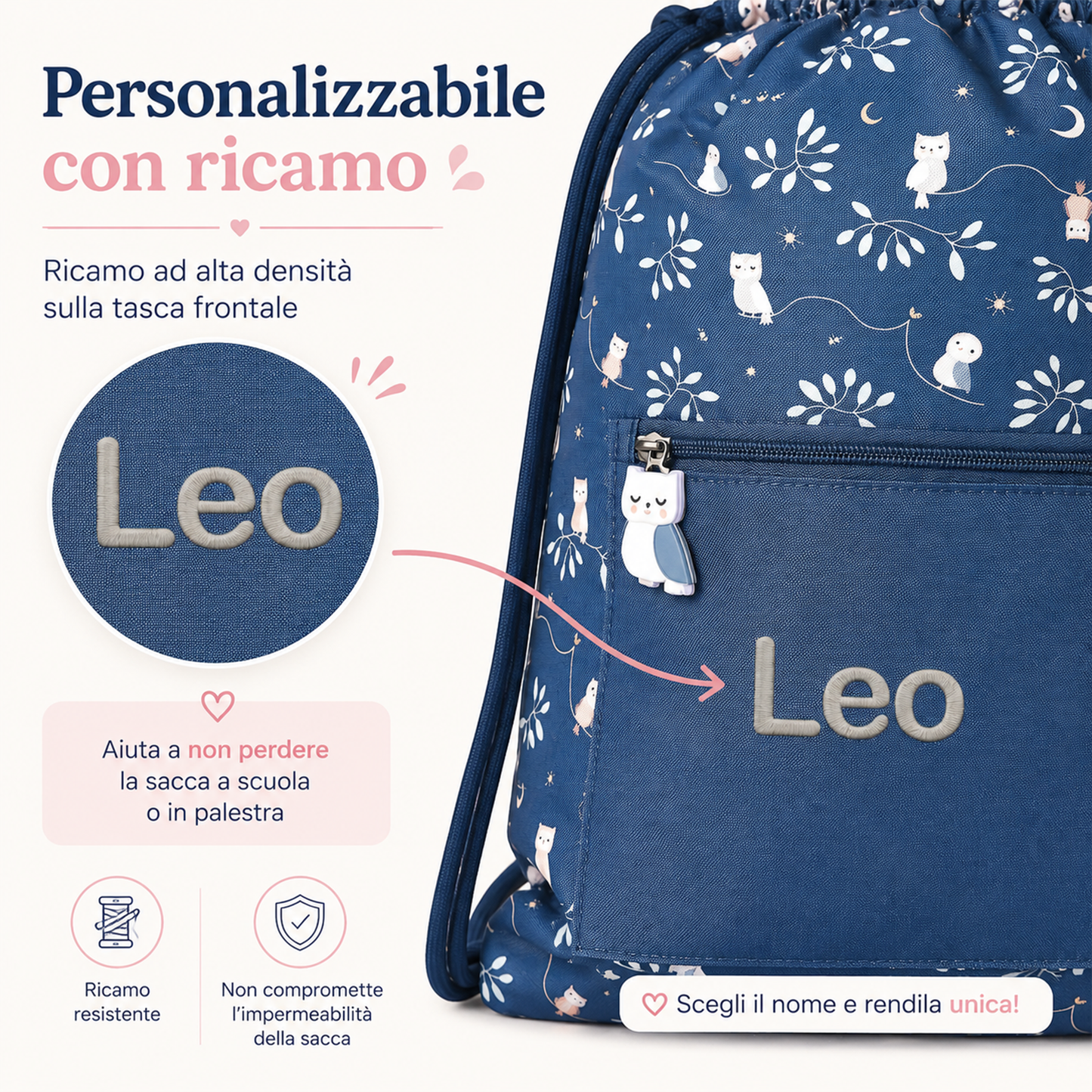 Sacca Zaino Tutete Magical Forest Personalizzabile con Ricamo