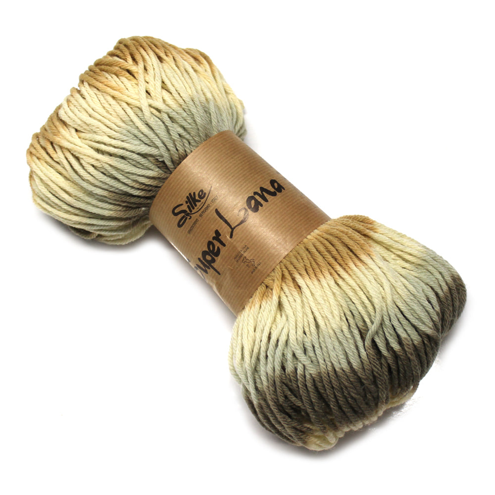 filato misto lana in matassa colore sabbia sfumato