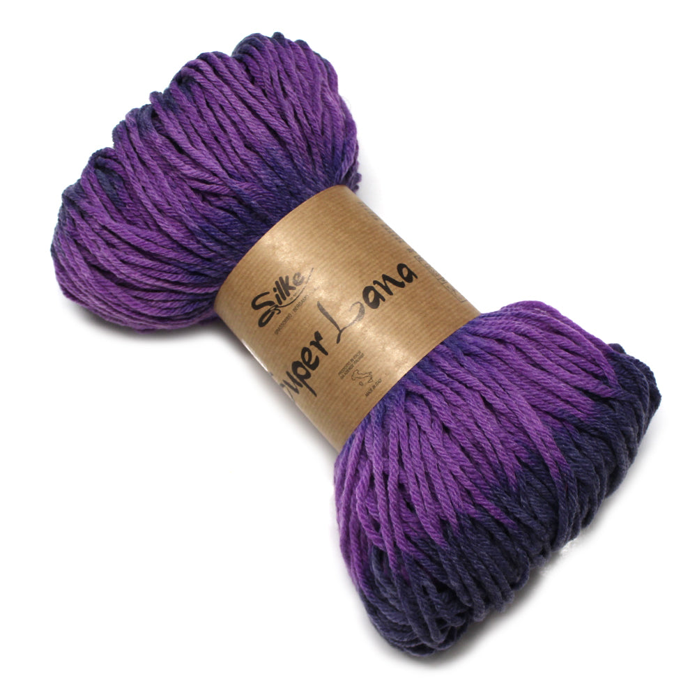 filato misto lana in matassa colore viola sfumato
