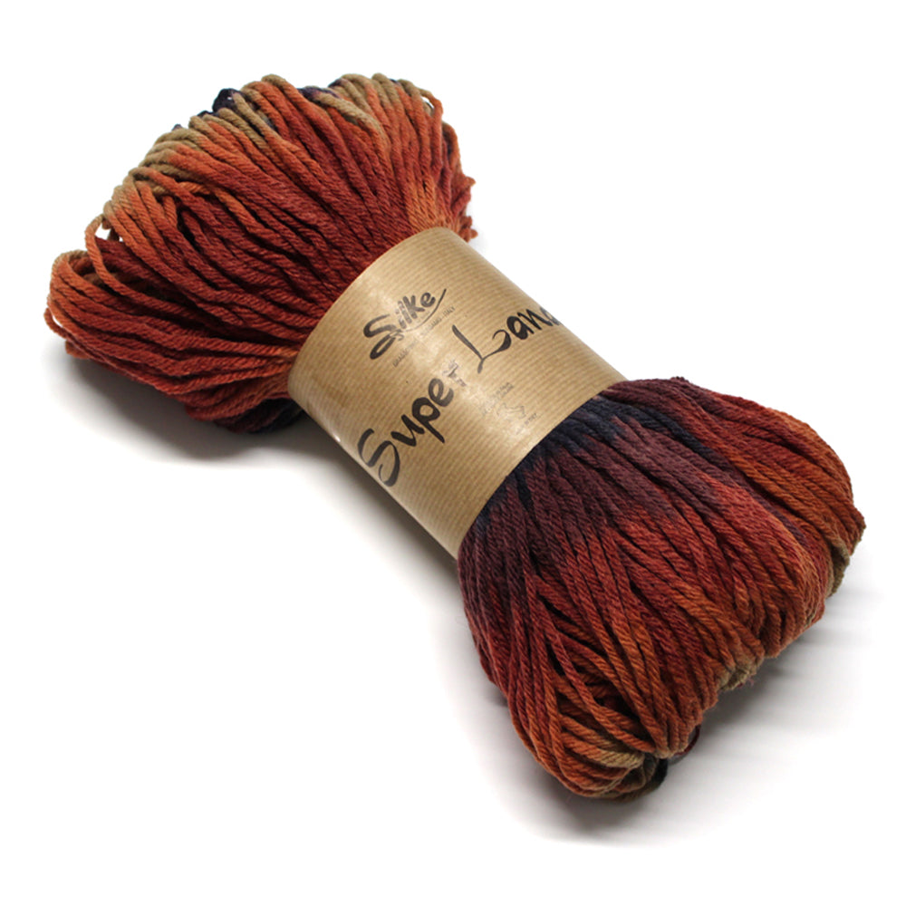 filato misto lana in matassa colore mattone sfumato