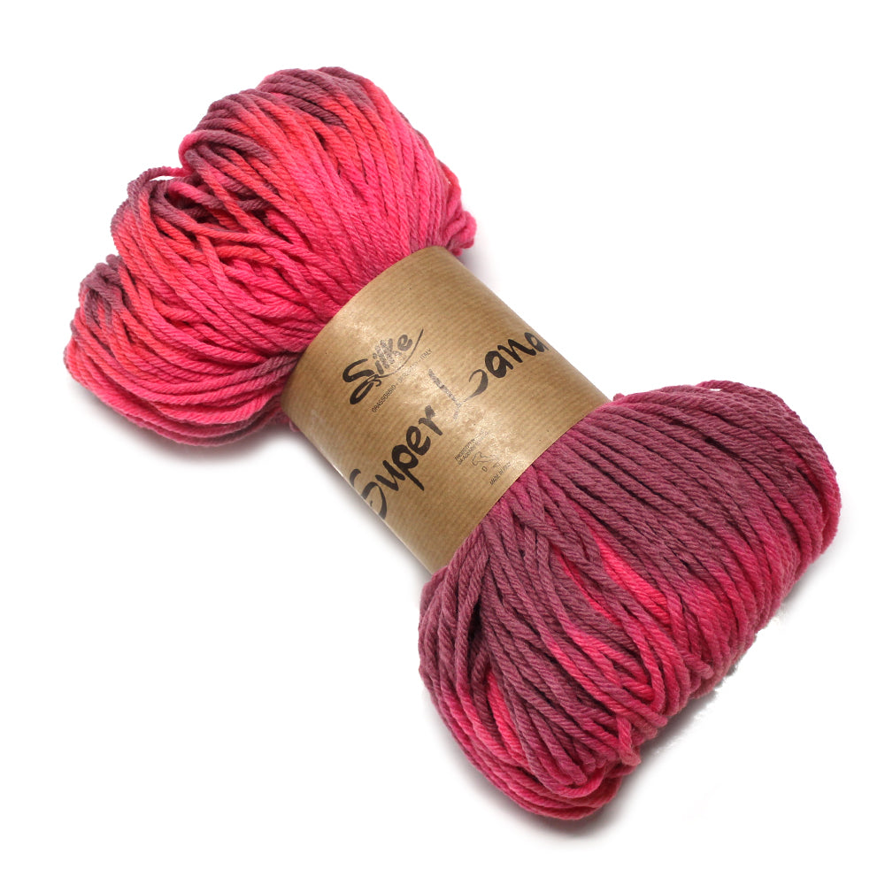 filato misto lana in matassa colore ciclamino sfumato
