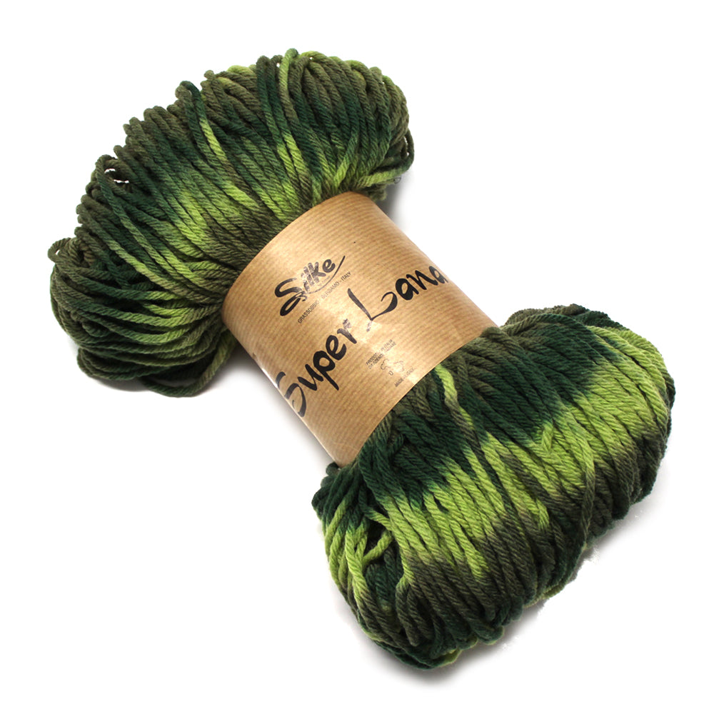 filato misto lana in matassa colore militare sfumato