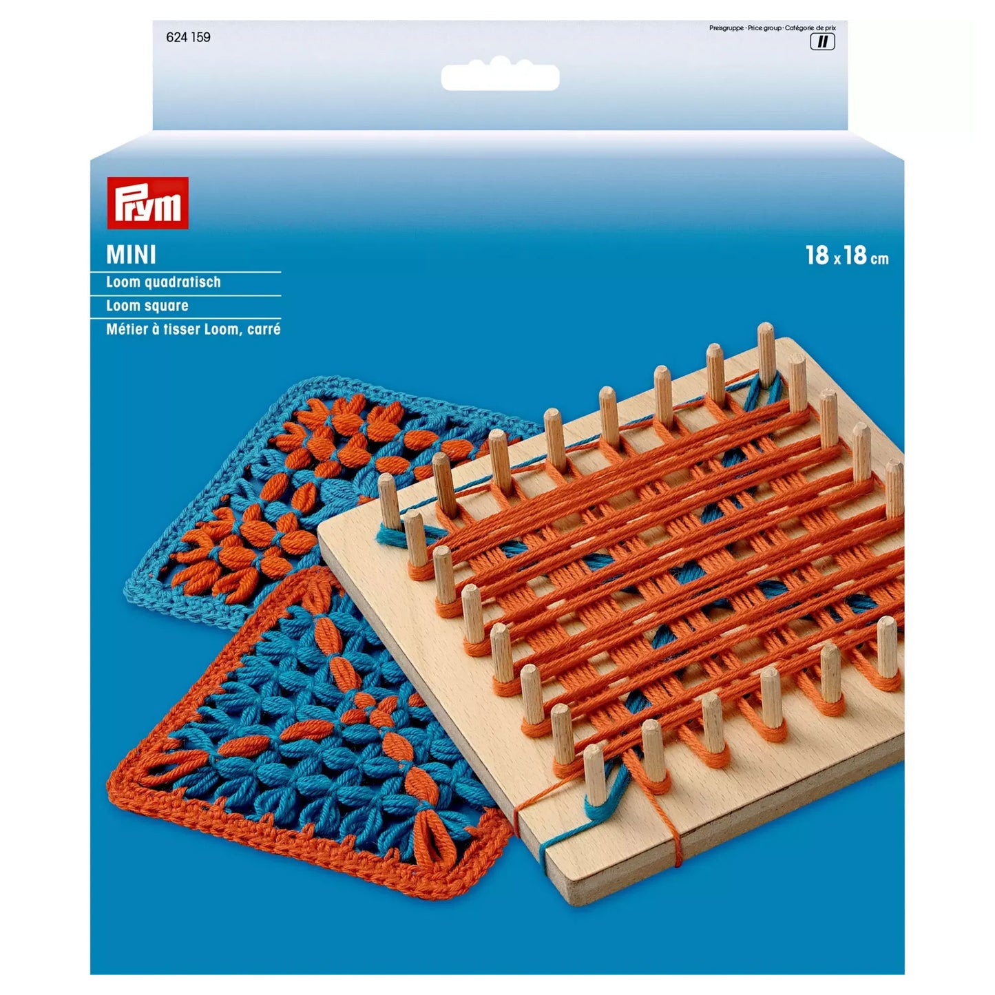 Telaio Loom MINI Prym 18x18 cm in legno con picchetti per creare quadrati in lana 624159