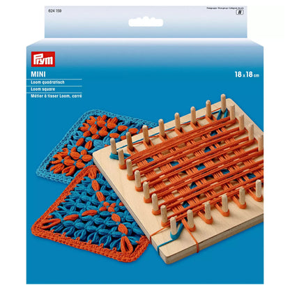 Telaio Loom MINI Prym 18x18 cm in legno con picchetti per creare quadrati in lana 624159